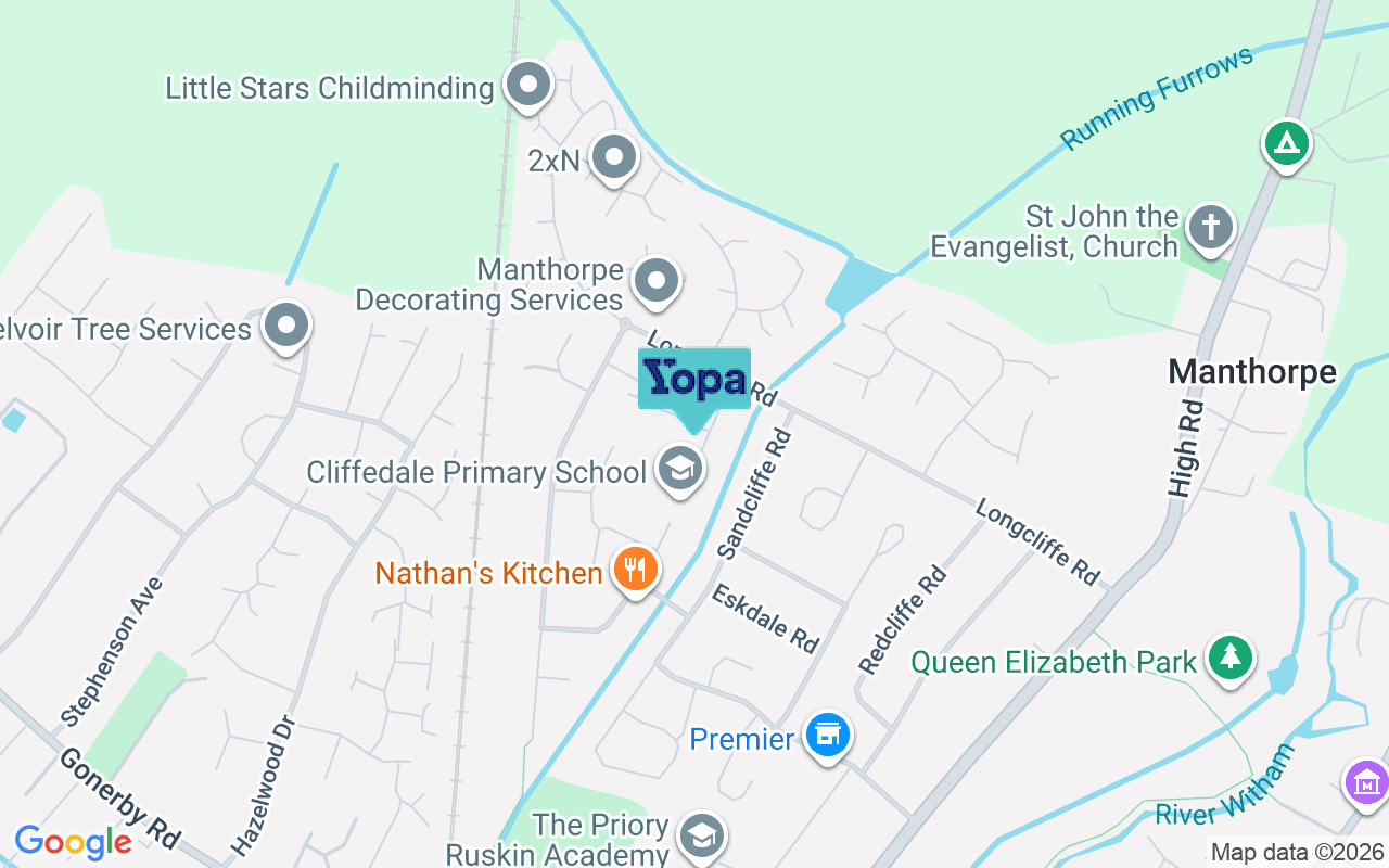 Map showing the location of NG31 8EN
