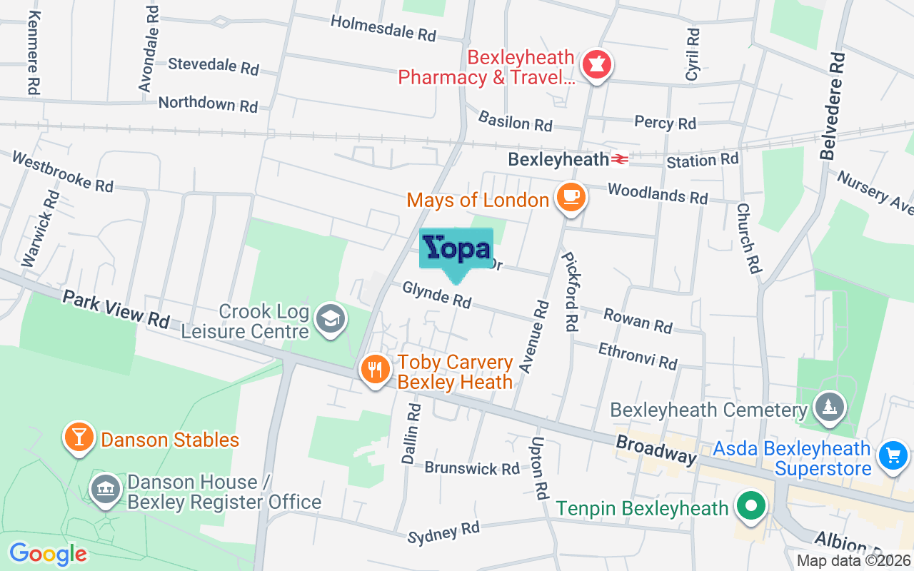 Map showing the location of DA7 4ET