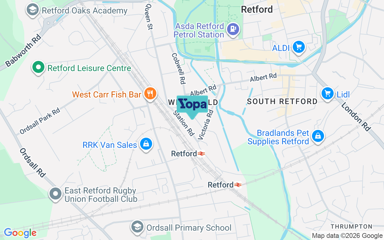 Map showing the location of DN22 7DD