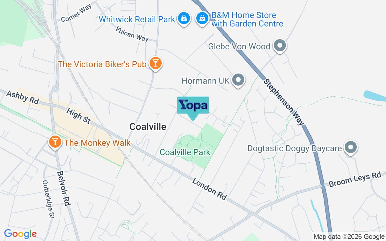 Map showing the location of LE67 3AG