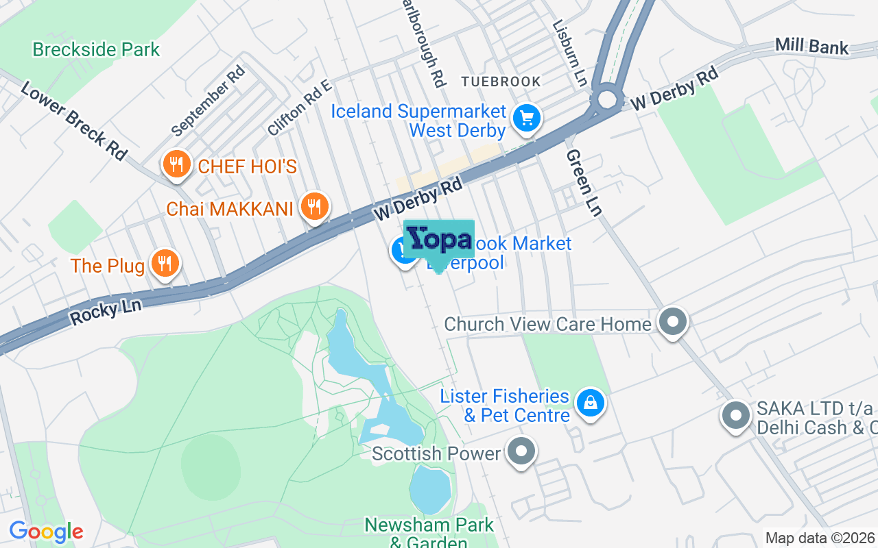 Map showing the location of L13 8BQ