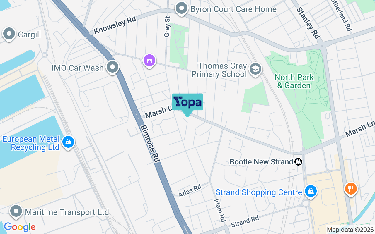 Map showing the location of L20 4JG