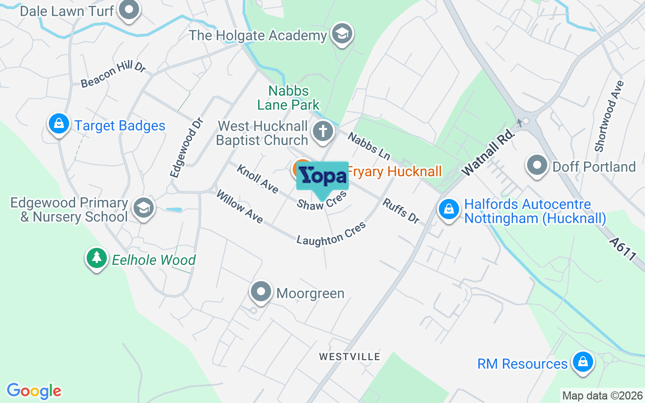 Map showing the location of NG15 6HT
