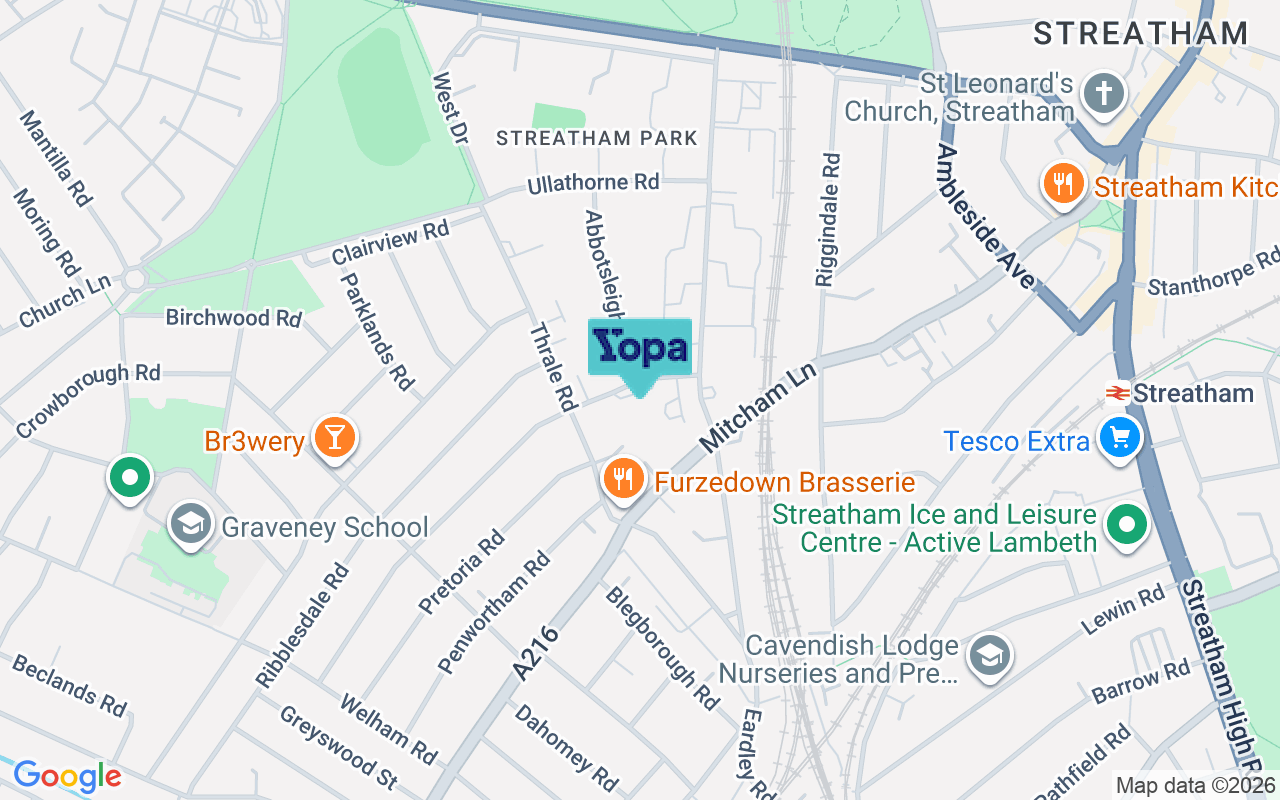Map showing the location of SW16 1SY