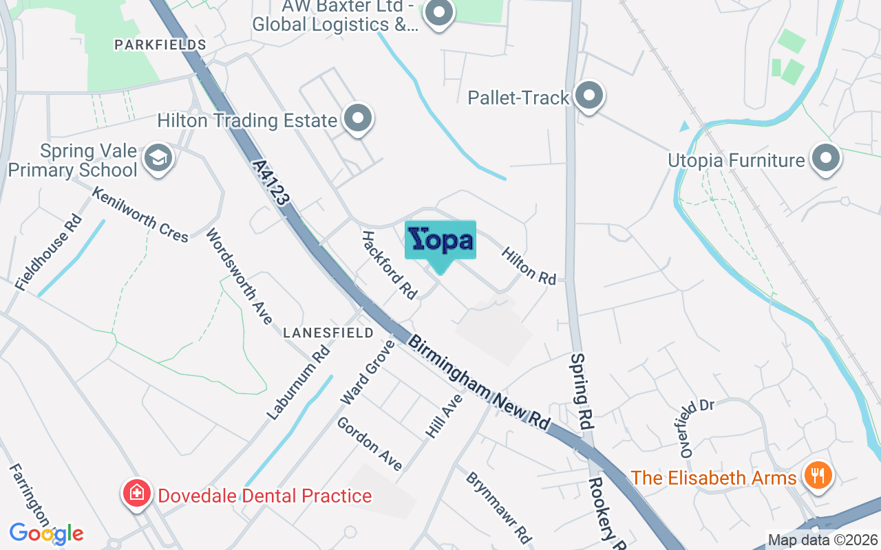 Map showing the location of WV4 6DA