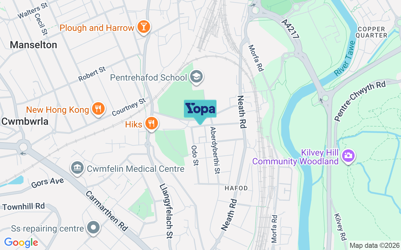 Map showing the location of SA1 2LW