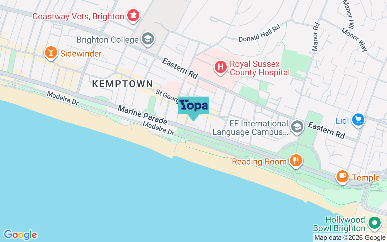 Map showing the location of BN2 1DJ