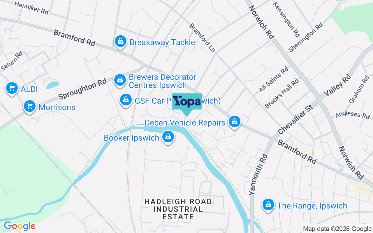 Map showing the location of IP1 4AR