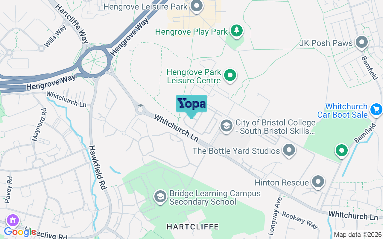 Map showing the location of BS14 0GG
