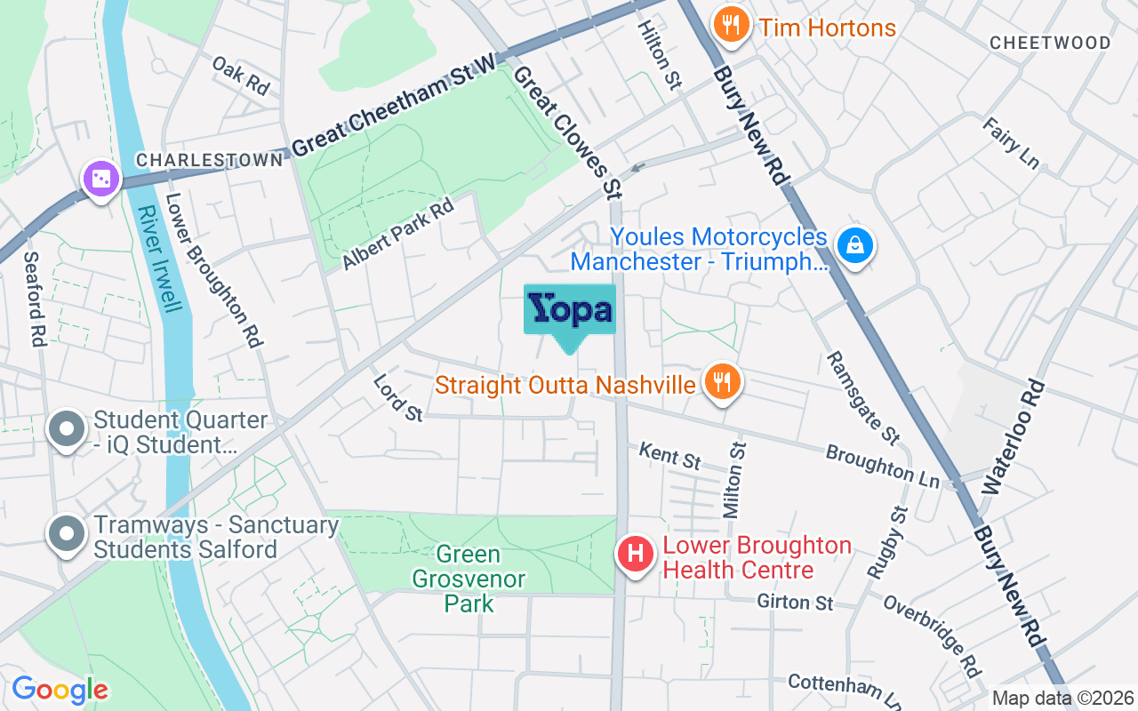 Map showing the location of M7 1NQ