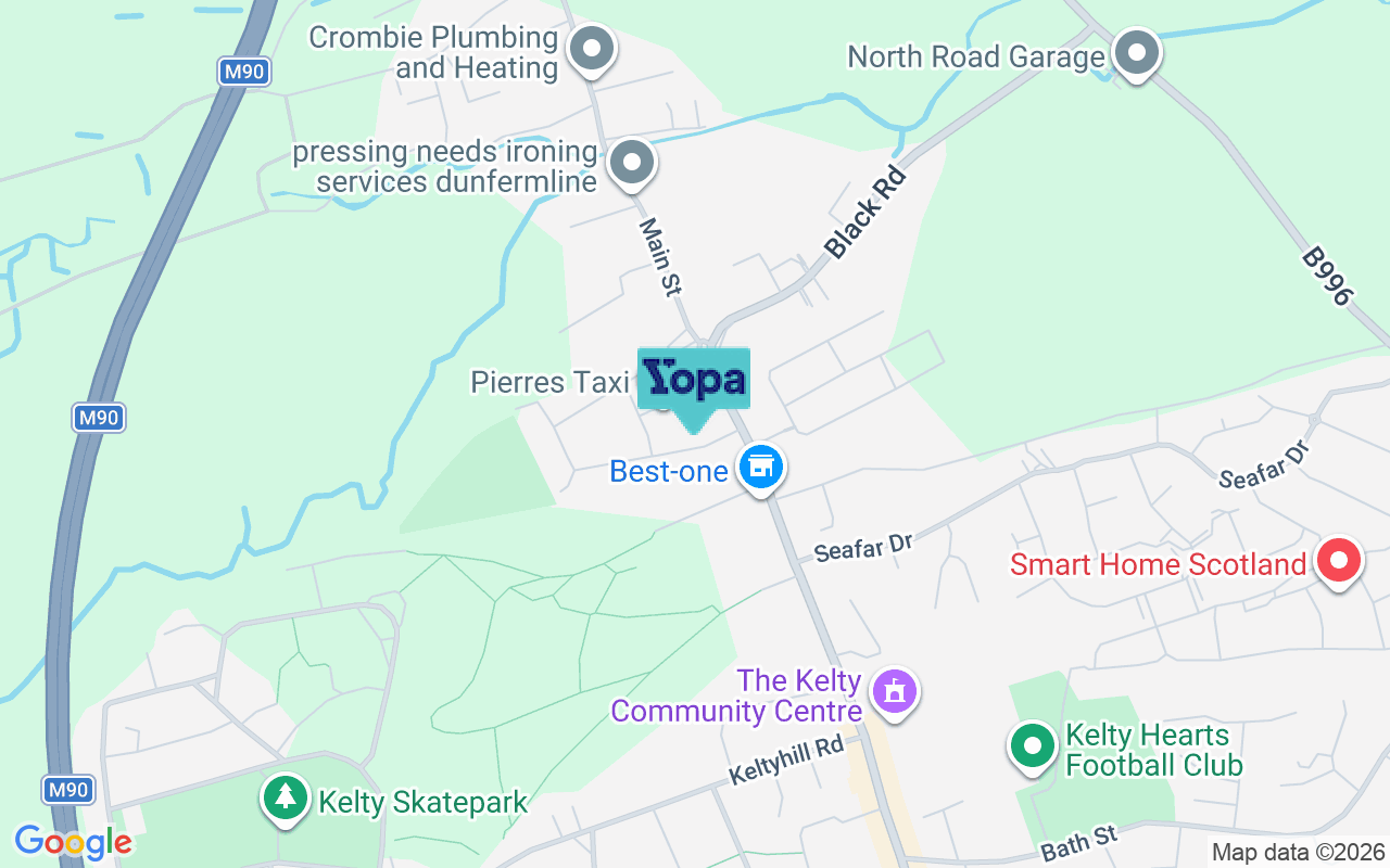 Map showing the location of KY4 0AS