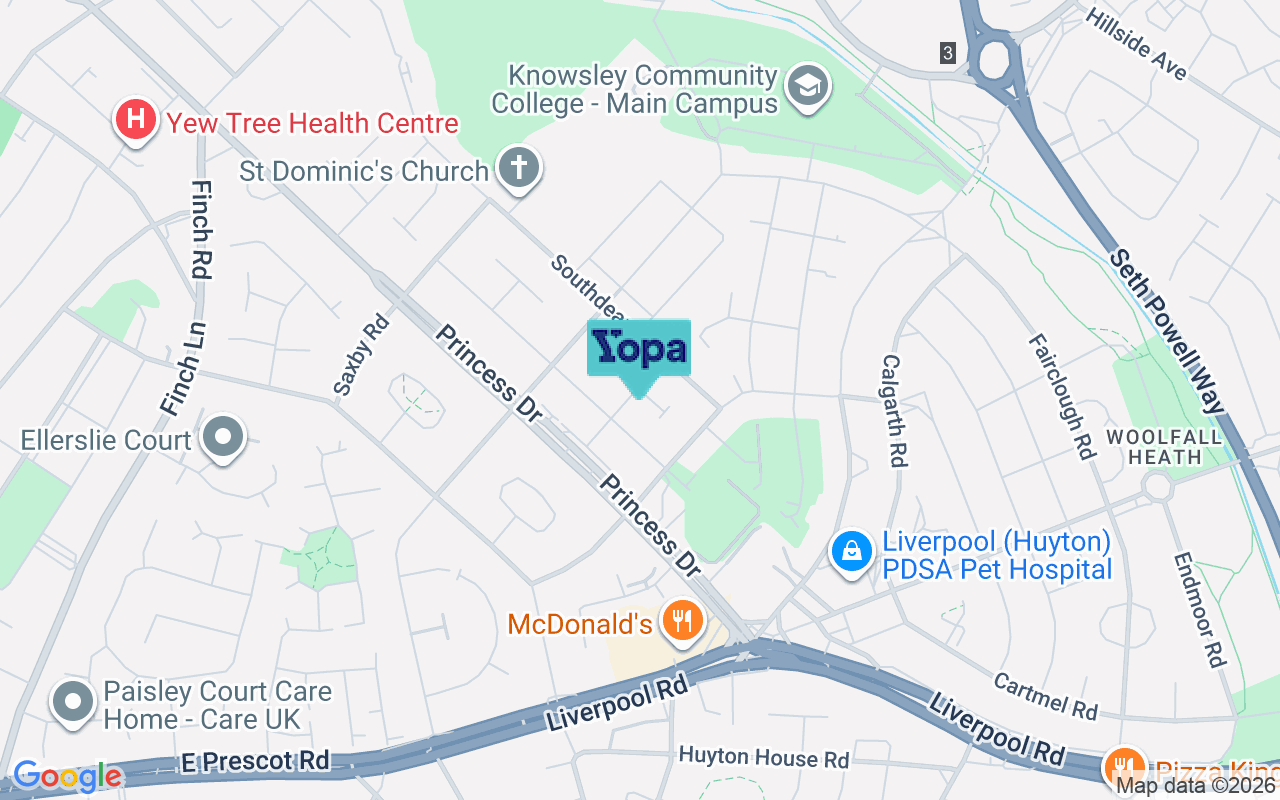 Map showing the location of L14 8AA