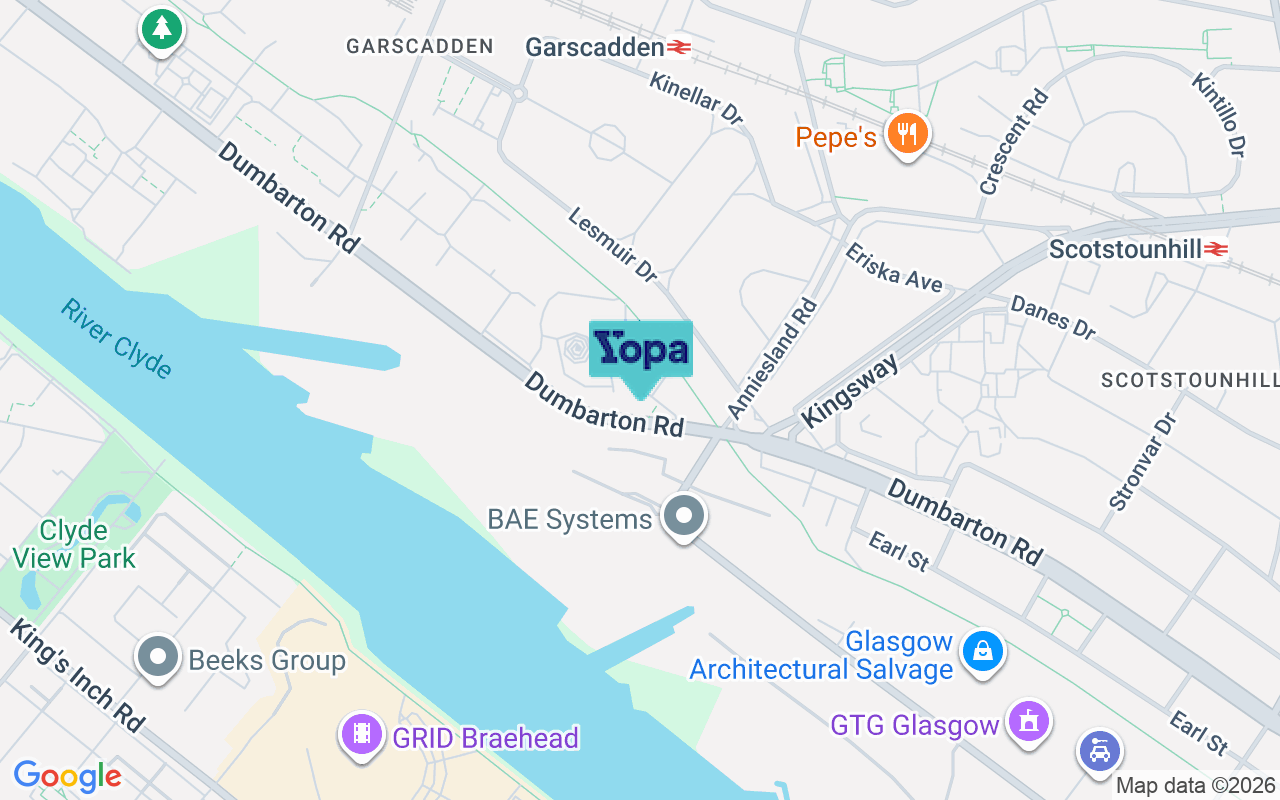 Map showing the location of G14 0YH