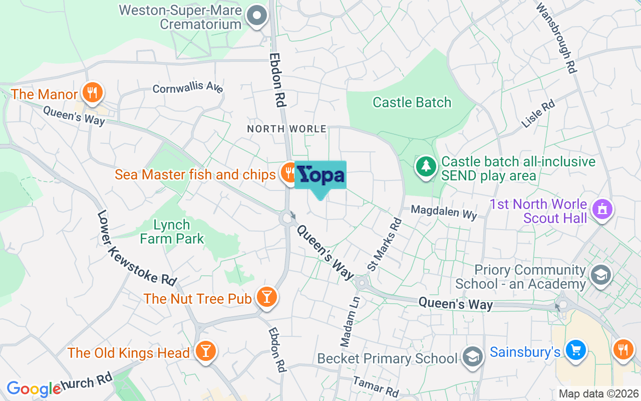 Map showing the location of BS22 6XR