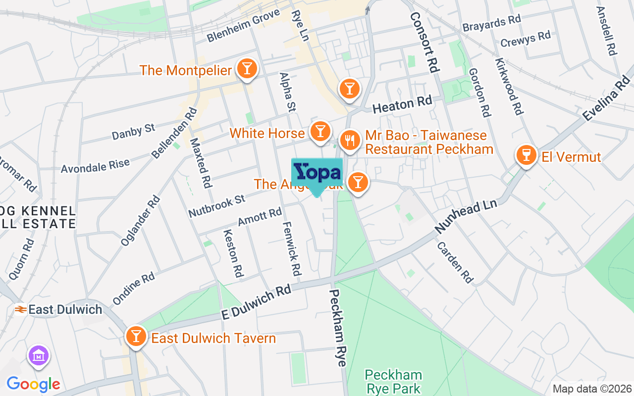 Map showing the location of SE15 4JP