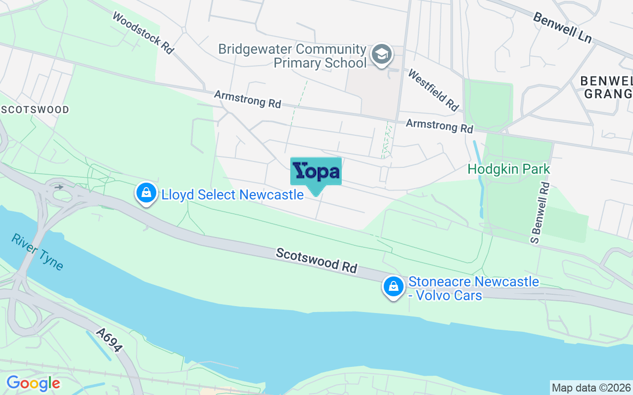 Map showing the location of NE15 6DG