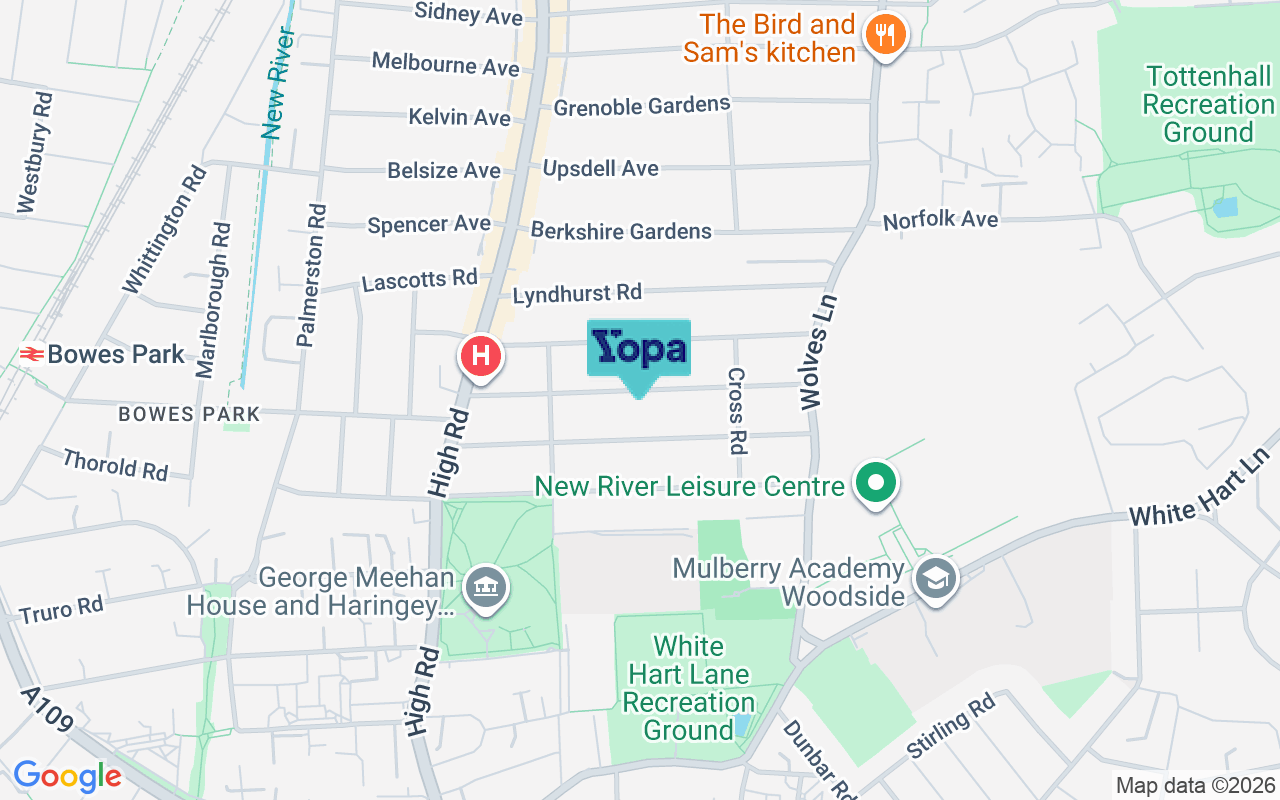 Map showing the location of N22 5AD