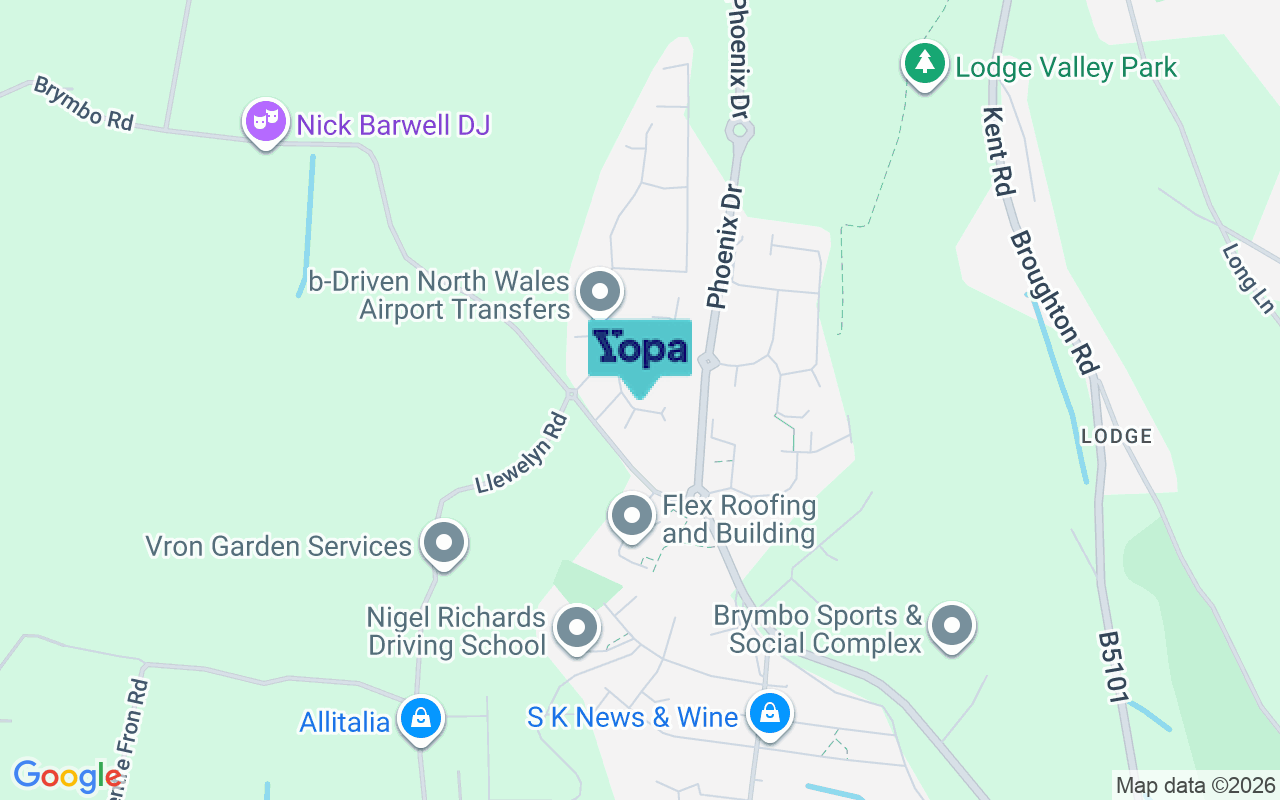 Map showing the location of LL11 5FJ