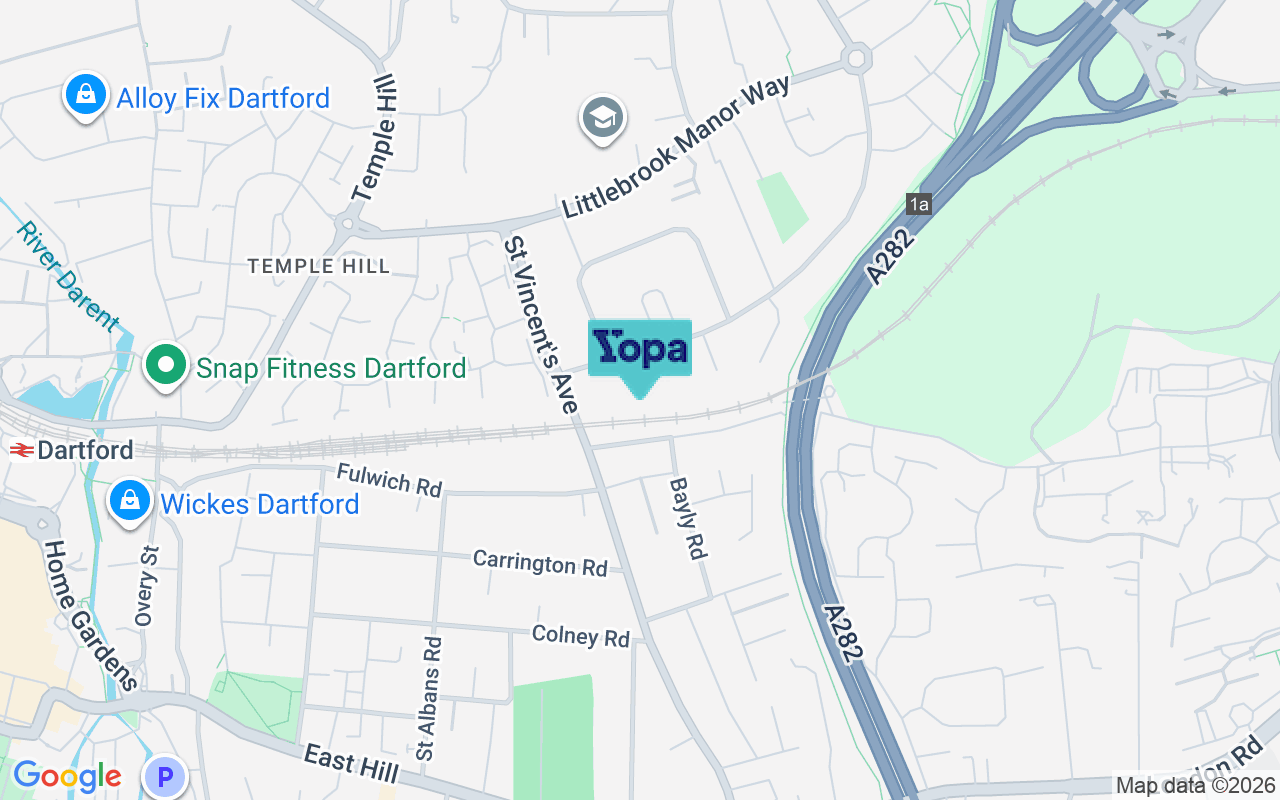 Map showing the location of DA1 5PD