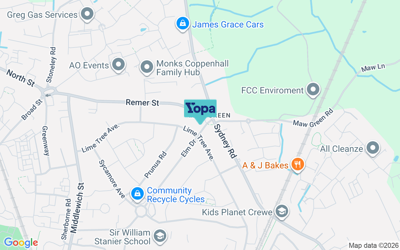 Map showing the location of CW1 4EN