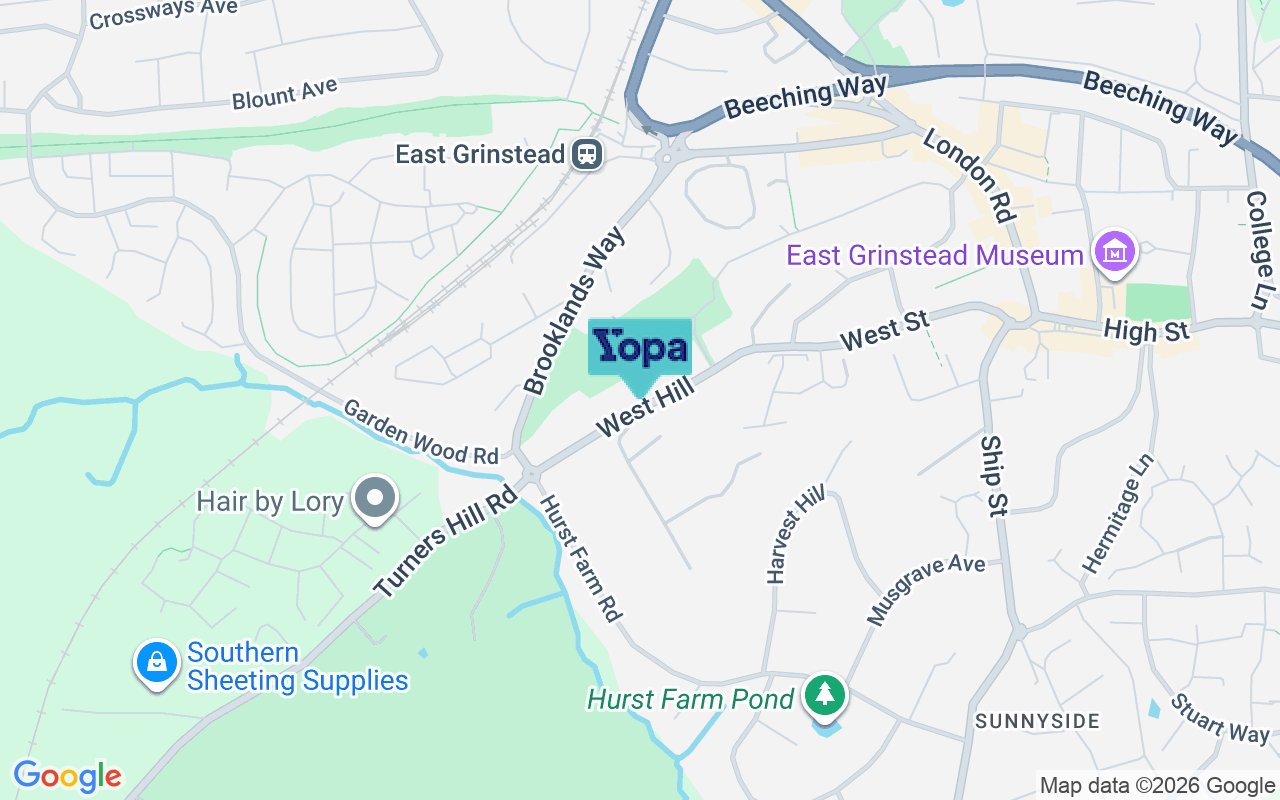 Map showing the location of RH19 4EP