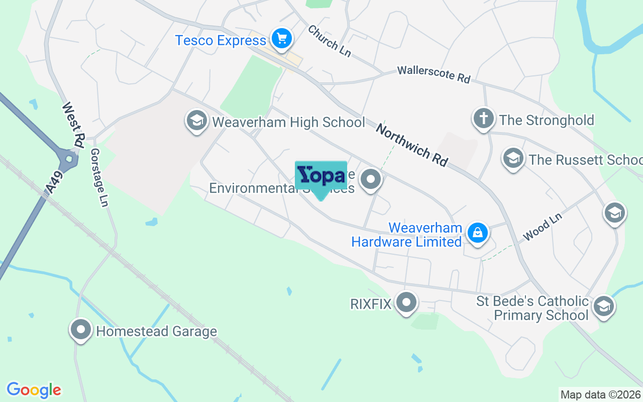 Map showing the location of CW8 3DG