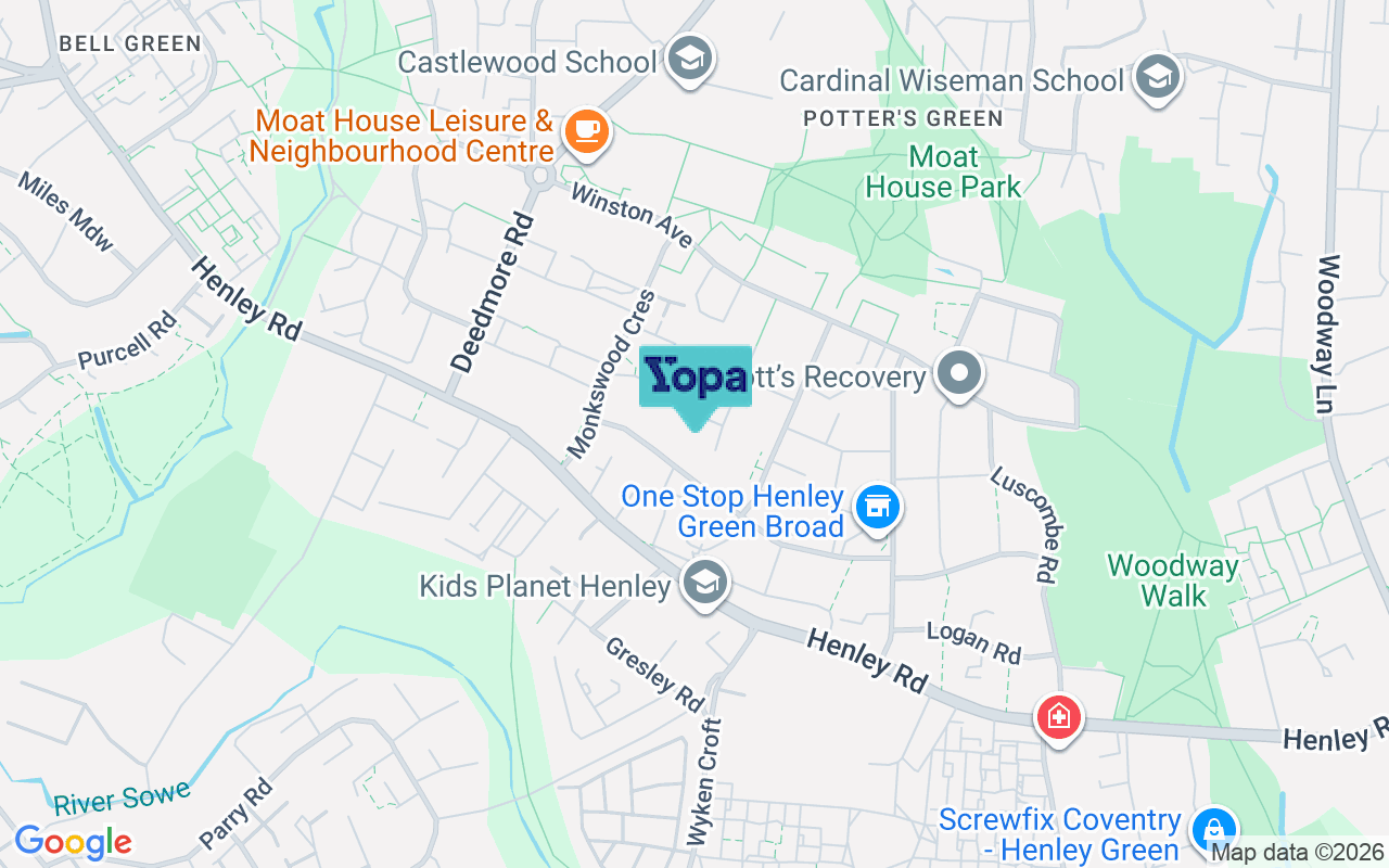 Map showing the location of CV2 1DT