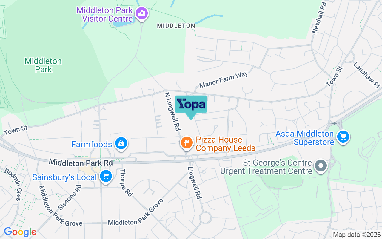 Map showing the location of LS10 3SY