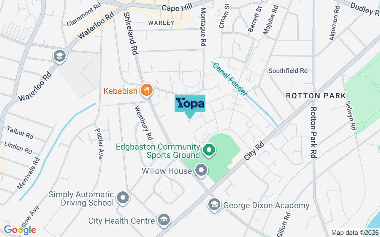 Map showing the location of B16 0QB
