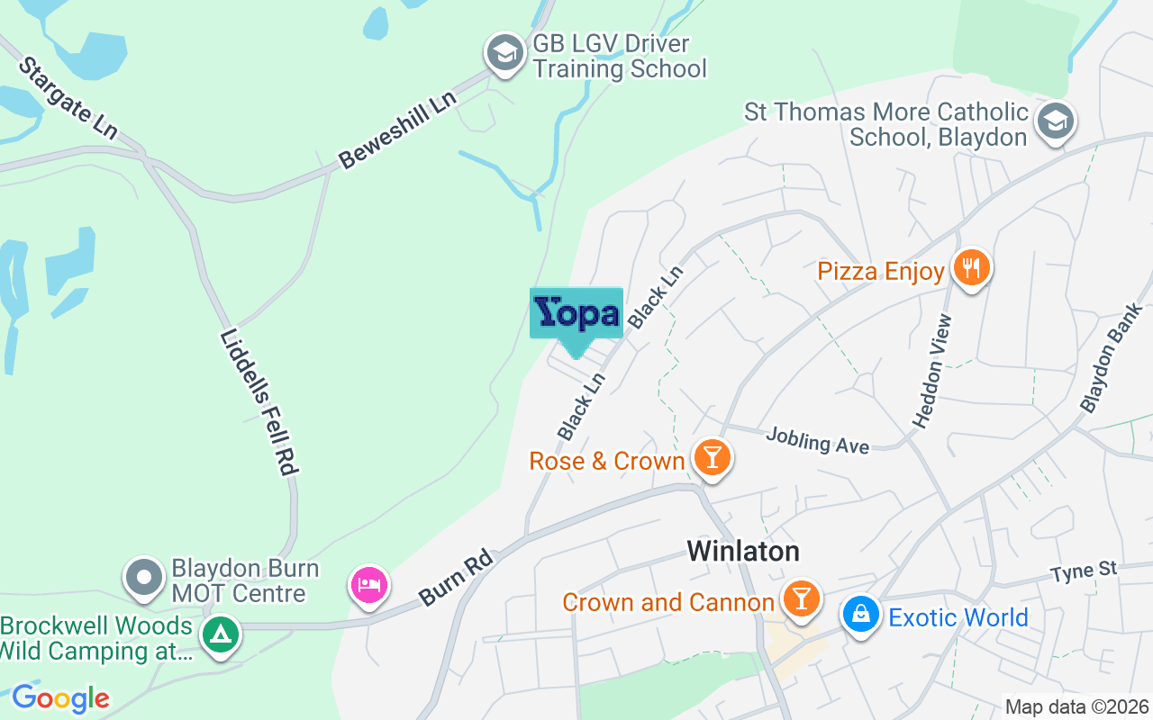 Map showing the location of NE21 4ES