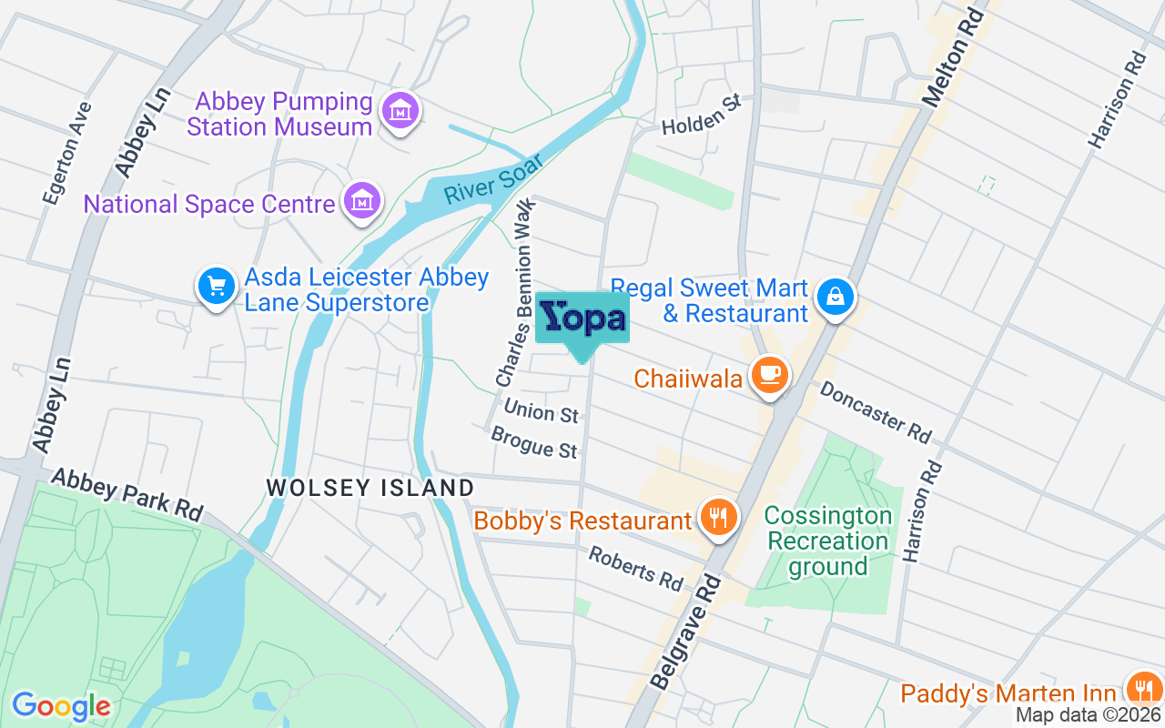 Map showing the location of LE4 5HH