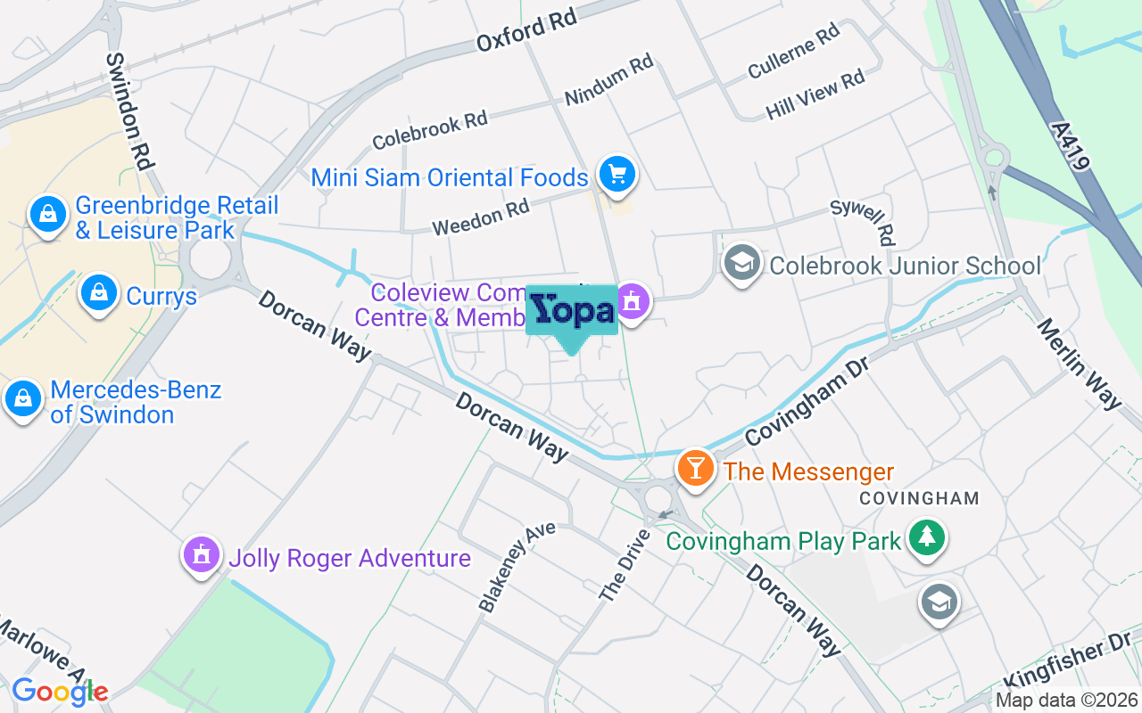 Map showing the location of SN3 4EX