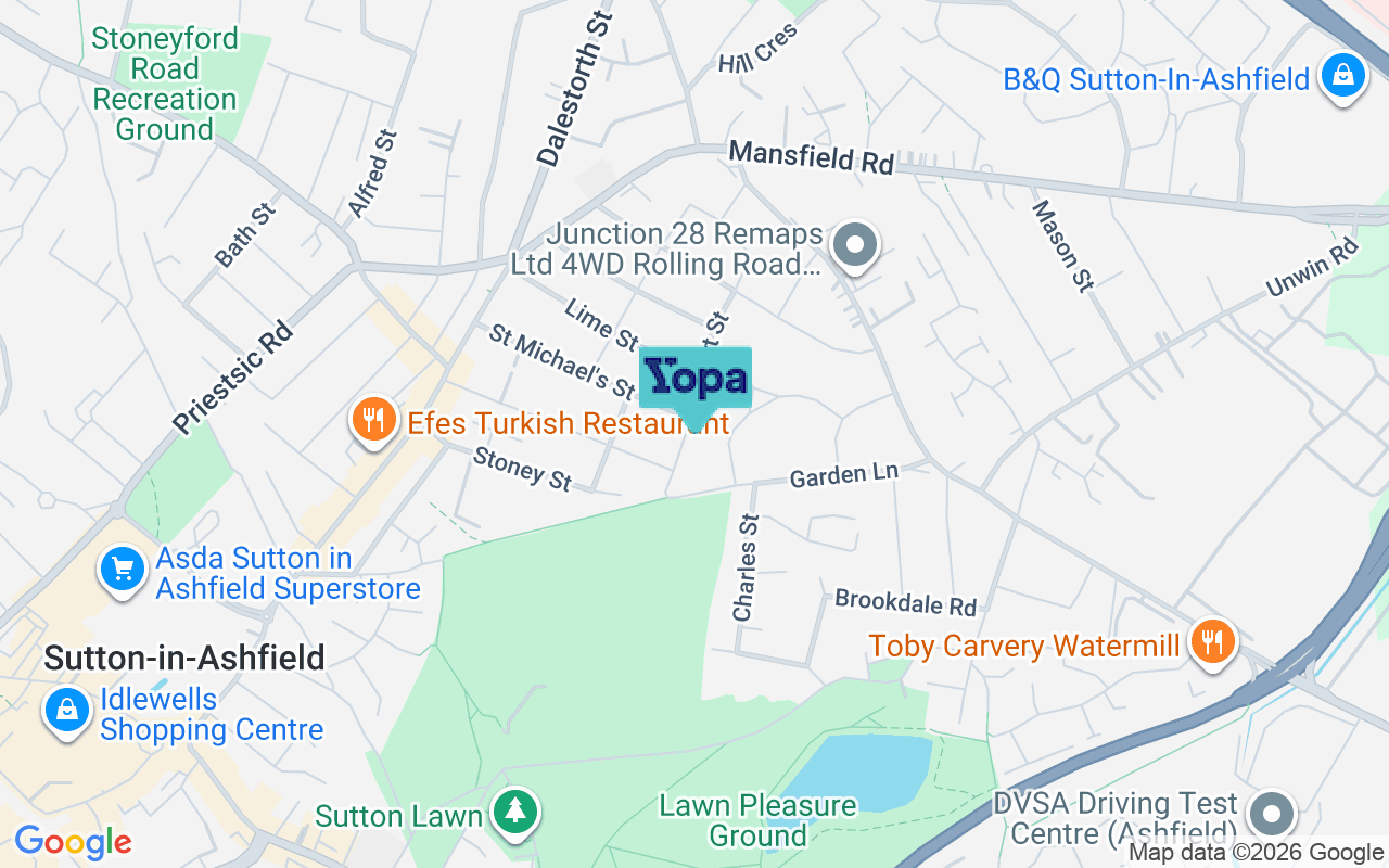Map showing the location of NG17 4GD