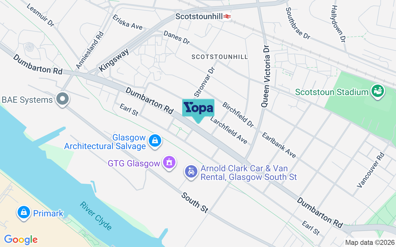 Map showing the location of G14 9YF