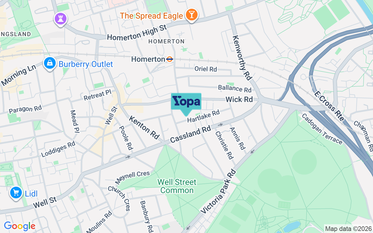 Map showing the location of E9 5BN