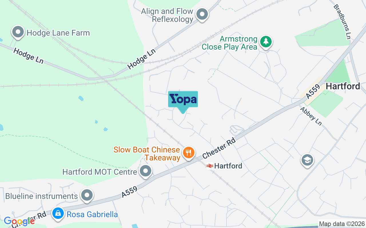 Map showing the location of CW8 1SU