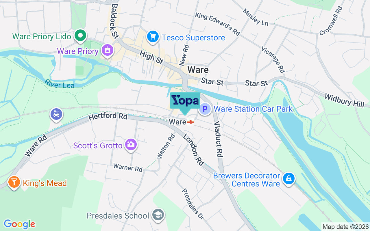 Map showing the location of SG12 9UT