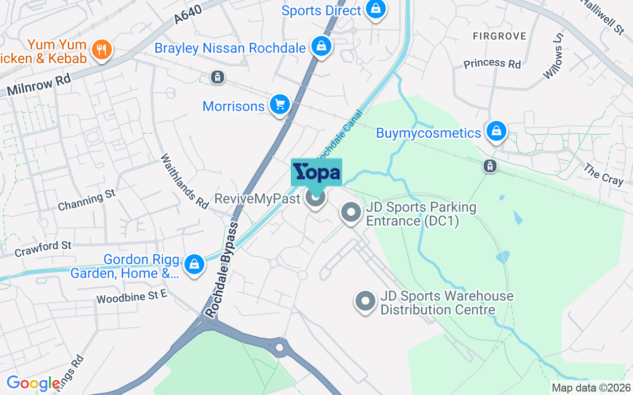 Map showing the location of OL16 4FY