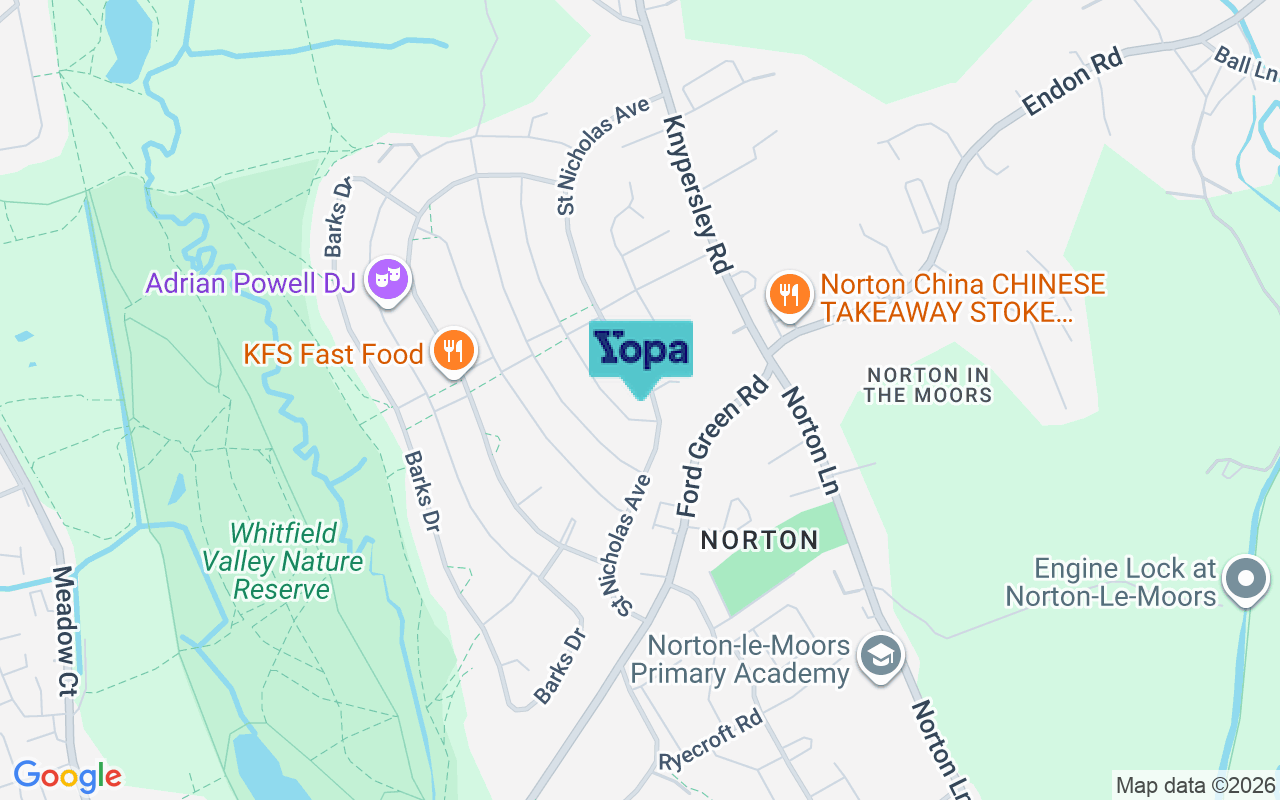 Map showing the location of ST6 8LG