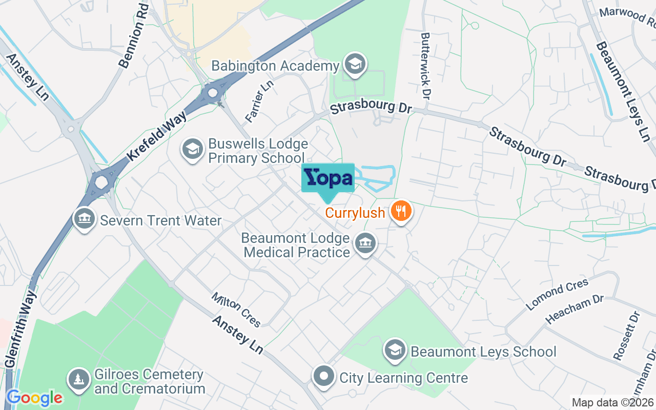 Map showing the location of LE4 0QT