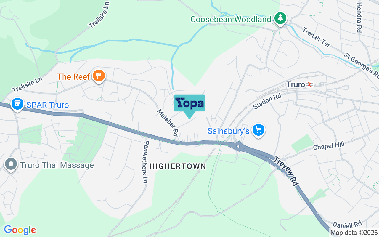 Map showing the location of TR1 3PH