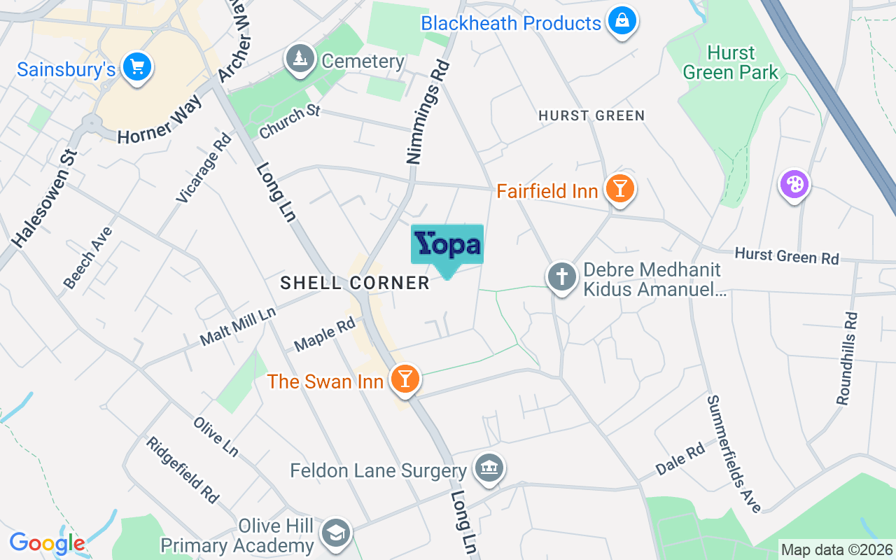 Map showing the location of B62 9EY