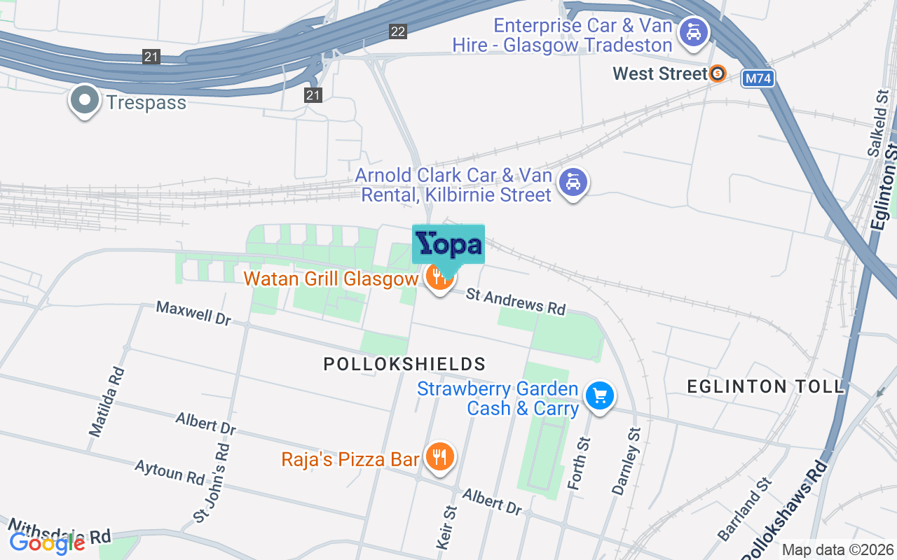 Map showing the location of G41 1PG