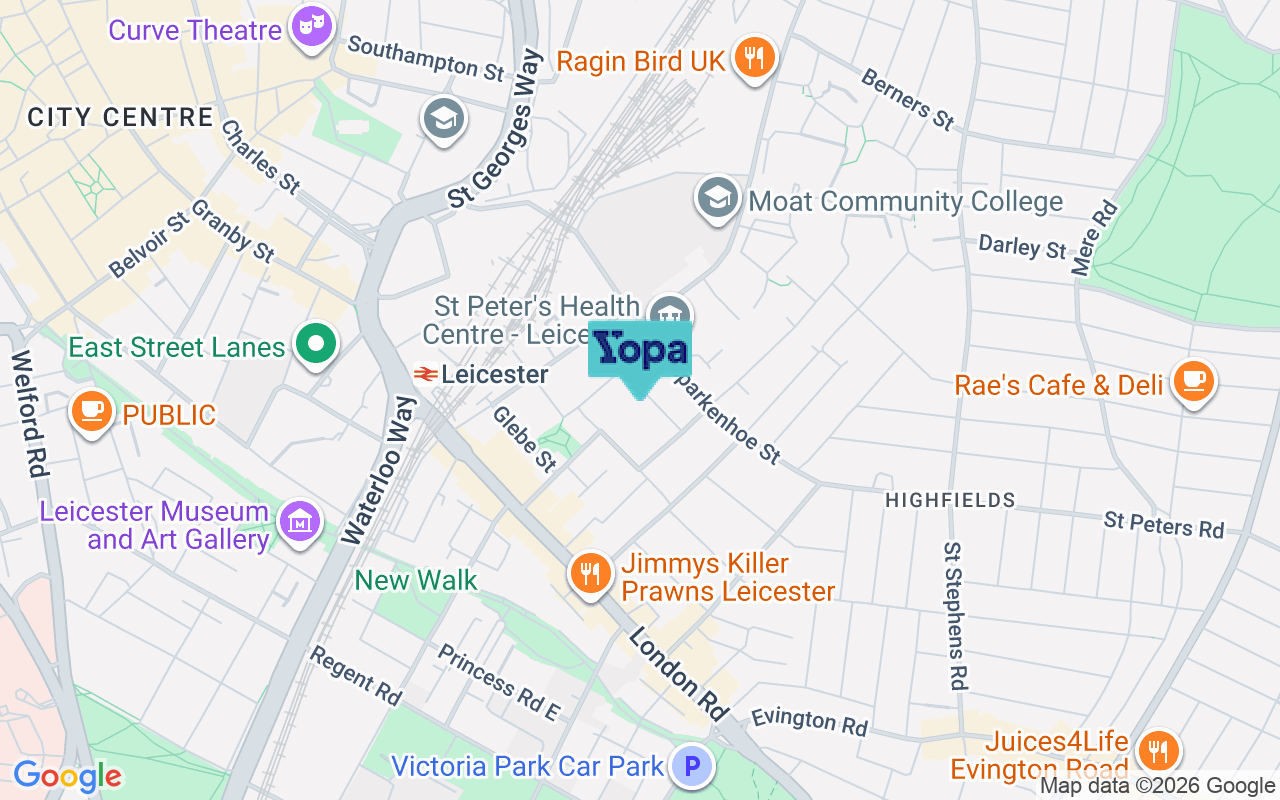 Map showing the location of LE2 0JS