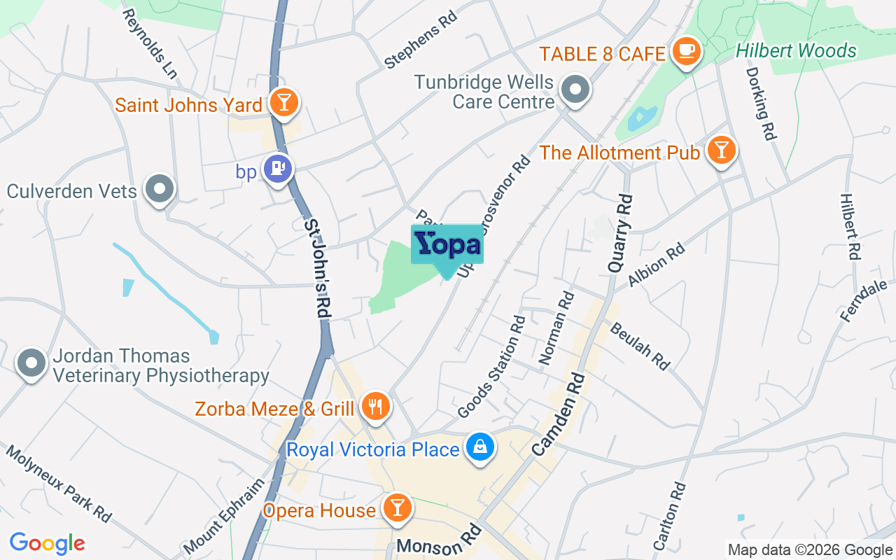 Map showing the location of TN1 2DY