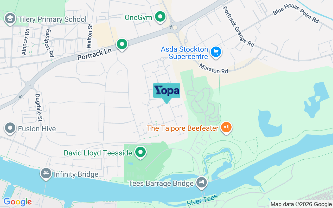 Map showing the location of TS18 2QE