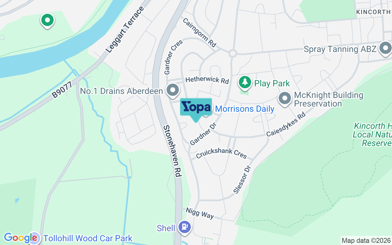 Map showing the location of AB12 5SZ