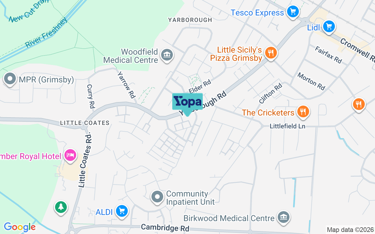 Map showing the location of DN34 4ED
