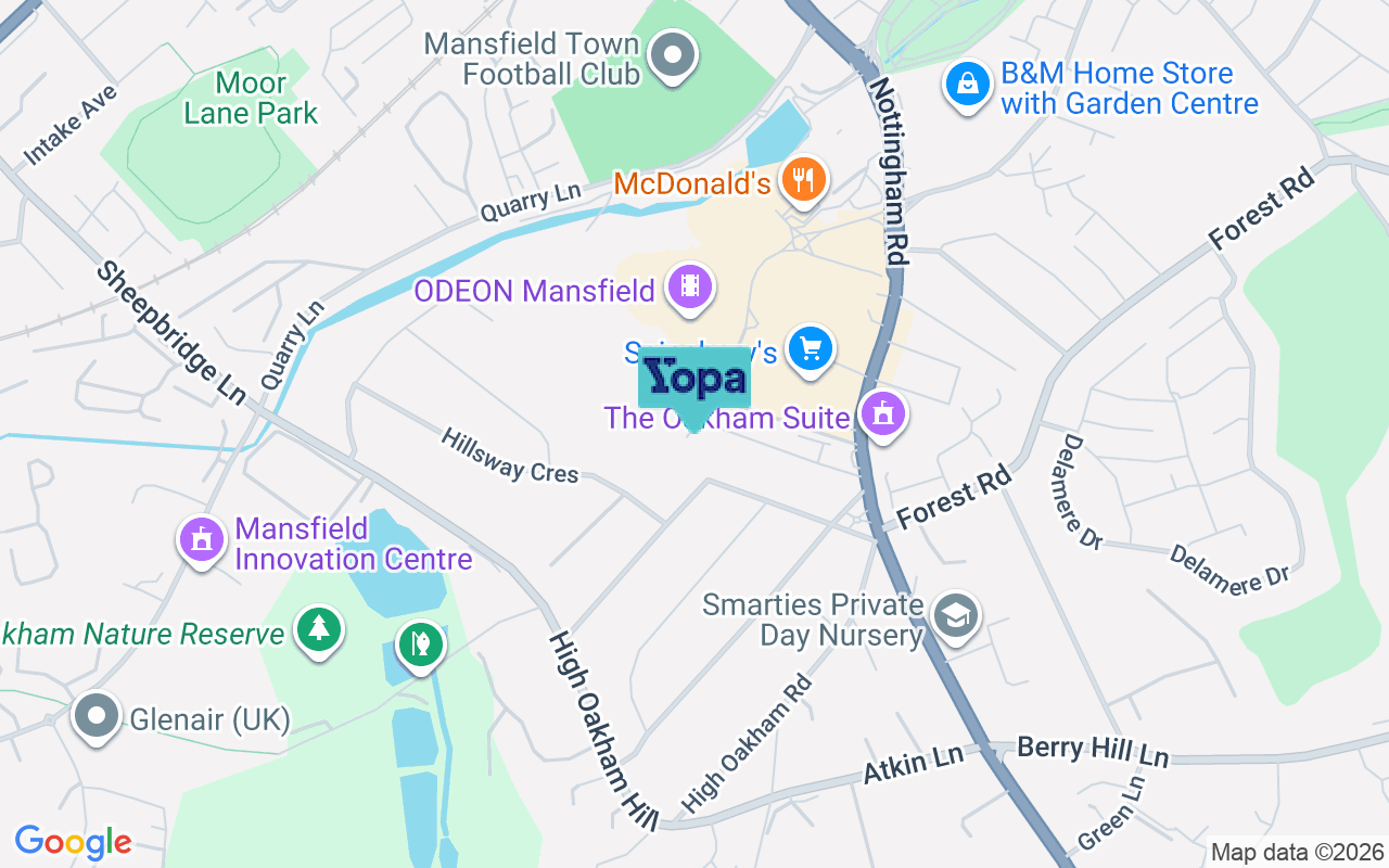 Map showing the location of NG18 5AT