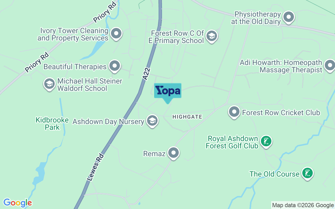 Map showing the location of RH18 5AY